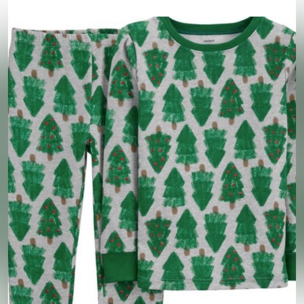 Carter's Christmas Tree Print Kids Pajama Set Sz 3T